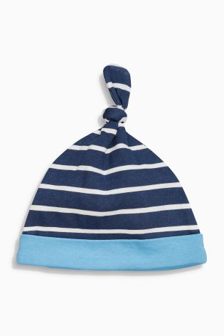 Navy Nautical Tie Top Hats Three Pack (0-12mths)